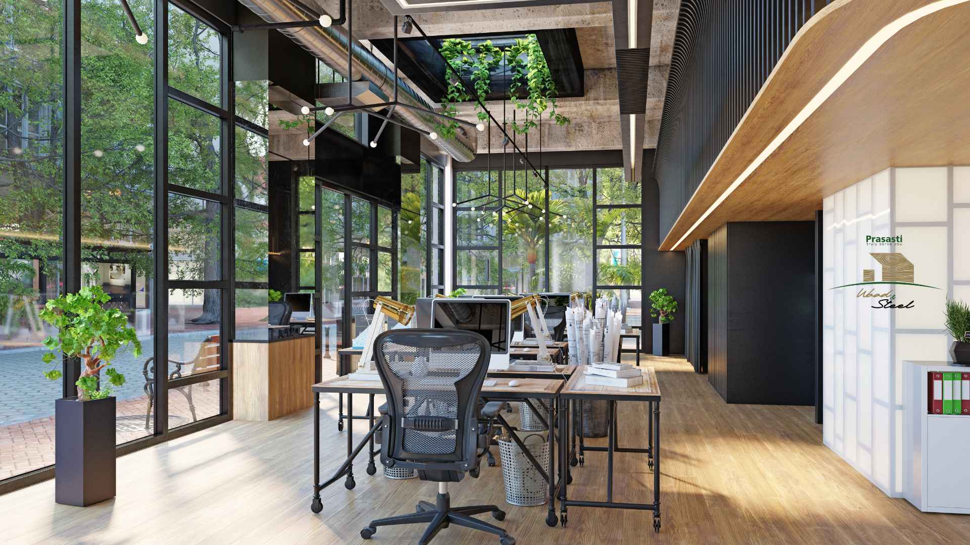 Jasa Desain Interior Kantor Minimalis Modern – Prasasti Wood and Steel