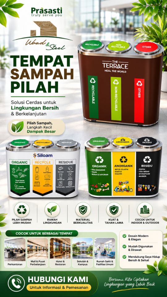 tempat sampah stainless steel pilah